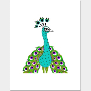 Cute Peacock Drawing Posters and Art